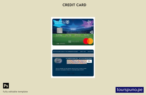 listo para imprimir plantilla de tarjeta mastercard de la Liga de Campeones de l